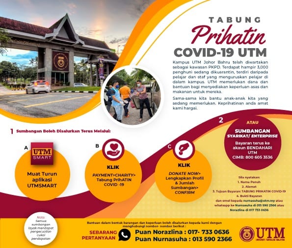 COVID-19 PRIHATIN FUND: UTM CALLS FOR AID AND DDVCRI WILL ANSWER