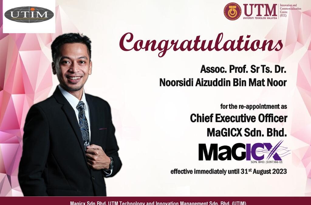 ICC mengucapkan setinggi-tinggi tahniah dan penghargaan kepada PM Sr Ts Dr Noorsidi Aizuddin bin Mat Noor di atas perlantikan baru sebagai Ketua Pegawai Eksekutif syarikat MaGICX Sdn Bhd